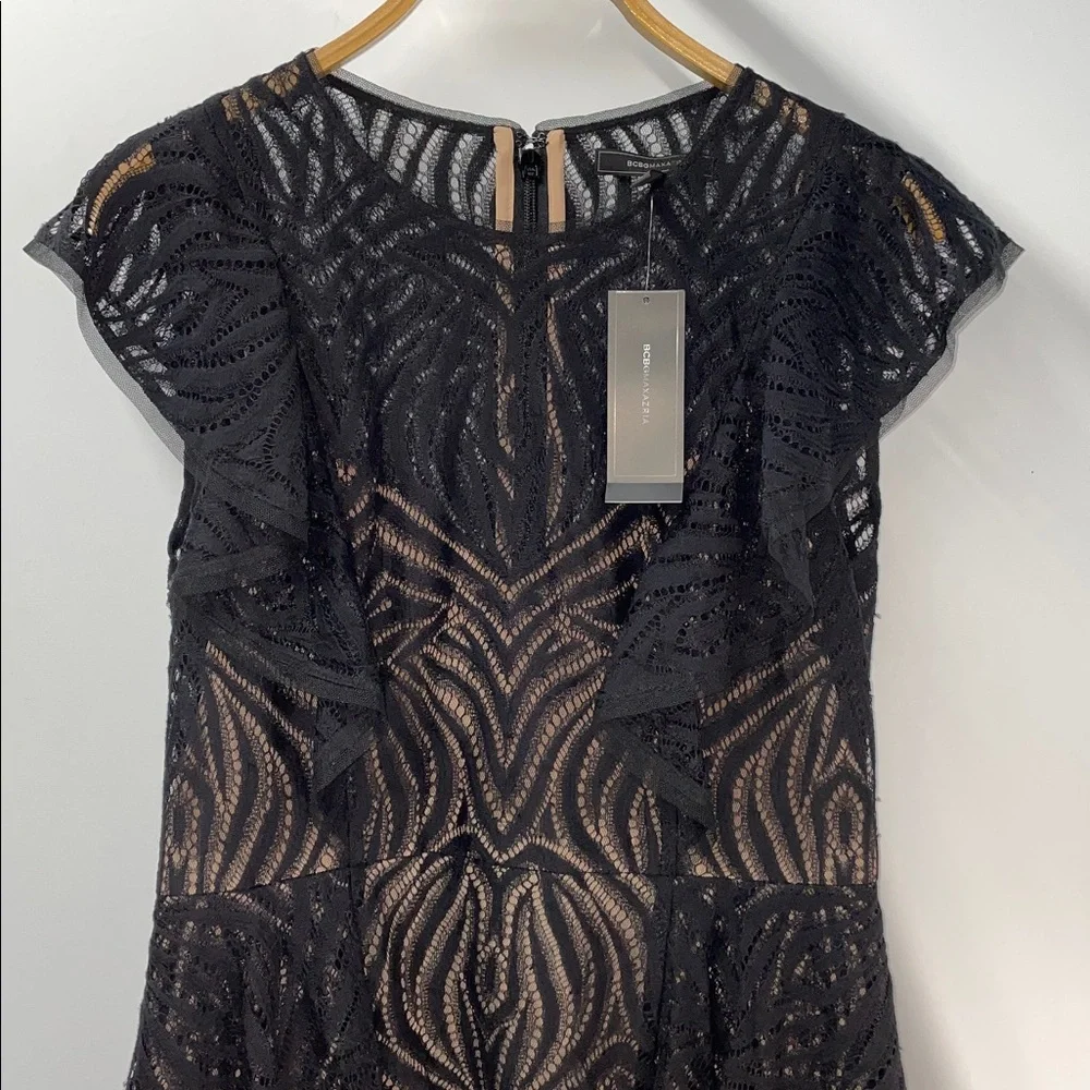 BCBG MAX AZRIA SLEEVELESS BLACK TIERED LACE COCKTAIL DRESS FTL-03-118 - Picture 2 of 10